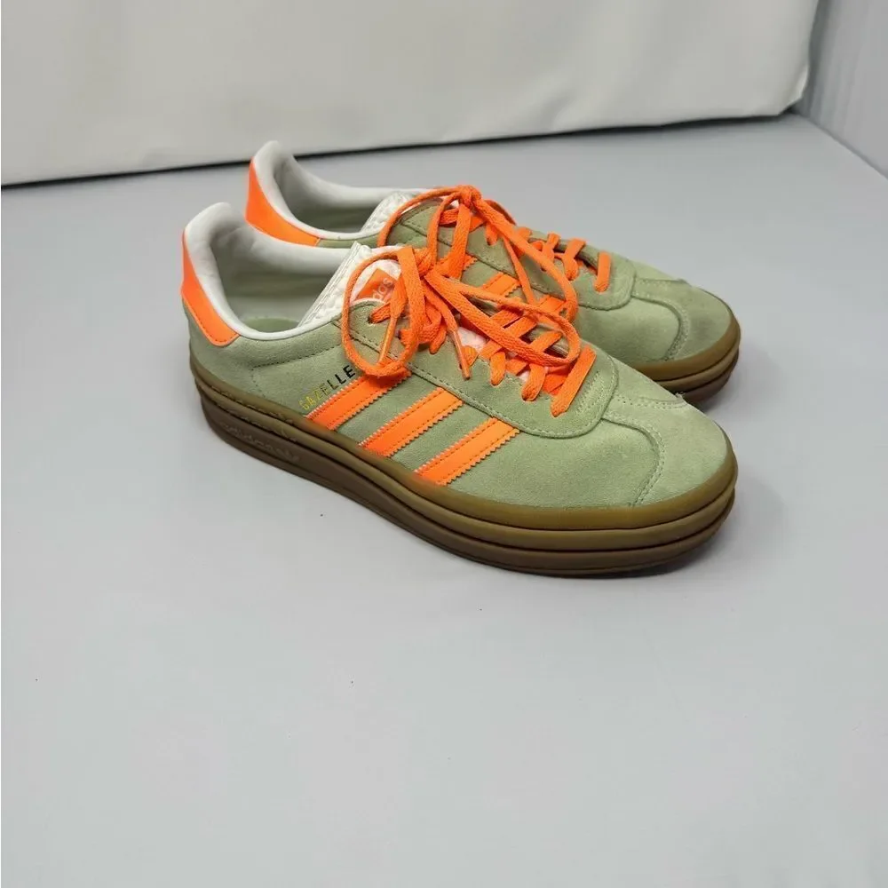 Adidas Originals GAZELLE BOLD IH7495 Sneakers Green Orange Women’s 7.5